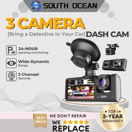 South Ocean 24H Record 1080P WiFi Dashcam 3 Car Camera for Front + Interior + Rear Night Vision Park