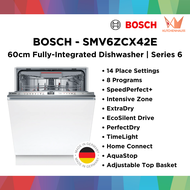 BOSCH - 60cm Series 6 Fully-Integrated Built-In Dishwasher (14 Place Settings) | SMV6ZCX42E