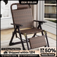 【100%Bamboo】Kerusi Lipat Praktis​ Bamboo Chair Lazy Lounge Chair for Rehat Luar Tahan Lama 折叠椅 藤椅