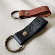 Personalized Leather Keychain with custom name stamp