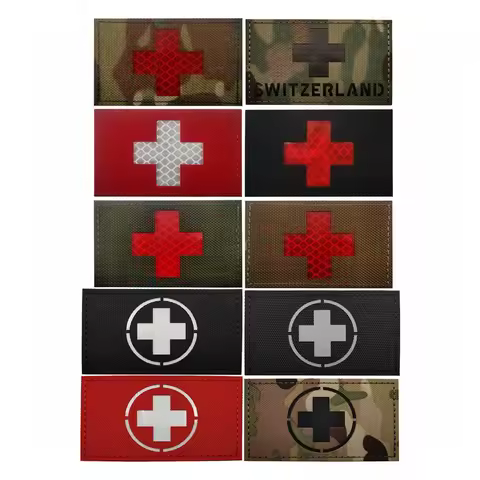 Reflective IR Medical Patch Tactical Military Swiss flag Patch Medic Badge FOR BACKPACK JACKET Coat
