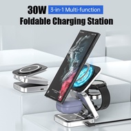 Foldable 3 in 1 Wireless Charger Stand for Samsung Galaxy S23 Magnetic Fast Charging Dock Station for Watch 6 Holder Buds2 Pro