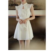 Lovito Cute Plain Jacquard Dress for Women LNE41161
