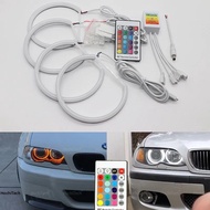 16 สี RGB ผ้าฝ้าย Angel Eyes LED Halo แหวน RF ควบคุม DRL สําหรับ BMW 3 Series E46 316i 318i 320d 320
