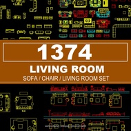 Autodesk | AutoCad 2025 | 1374 Living Room Furniture CAD BLOCK MATERIALS for Architectural Design