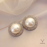 VICKCO Vintage Jewellery Round Pearl Stone Earrings Korean Collection Style