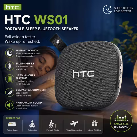 HTC WS01 TWS Sleep Bluetooth Speaker 10 Types of White Noise for Sleep Assistance Pairing Built-in M