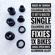 Bicycle Chainring Bolts (5 Bolts) - For Single Chainring Only - Fixies, Single Speed Bikes, 1x Bikes