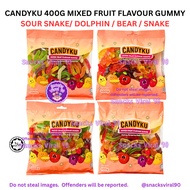 HALAL Candyku 400g Mixed Fruit Flavour Gummy Sour Snake/ Dolphin / Bear / Snake SV90