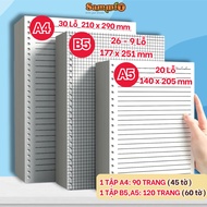 SammiT Notebook Refill Paper A4/B5/A5 size, Horizontal Paper, Square Checkered Notebook for Students