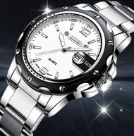 BIDEN Jam tangan pria olahraga mode Olahraga Kuarsa Jam Tangan Tahan Air Pria tali stainless steel O