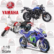 Toy Diecast Motorcycle 1: 18 Yamaha Road Star YZF-R1 YZF-R6 YZF-R7 FJR 1300 VINO YJ50R Moto GP25 Mav