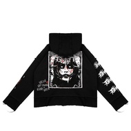 New Grdt Sadness Hoodie Unfinised Oversize Crop Black