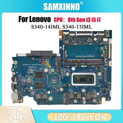 For Lenovo S340-15IML Laptop Motherboard LA-H104P with i5 i7 CPU MX230 2GB 4GB RAM 100% Fully Tested