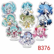 9Pcs/set 6CM New Anime Hatsune Miku princess Figure Kawaii Q version Acrylic Standing Plates Model T