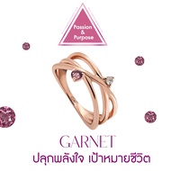 A.CEMI Binary Star Ring Garnet พลอยแท้ โกเมน แหวนพลอยแท้  อัญมณีเสริมดวง โกเมน แหวนเงินแท้ ชุบทอง 18