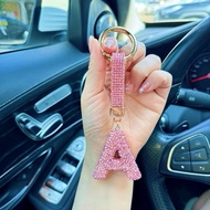 GANTUNGAN NEW Diamond Pink Alphabet A Initial Keychain - Cute Initial Letter A Keychain