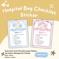 Hospital Bag Checklist Sticker for ziplock 8pcs | Hospital essential for baby