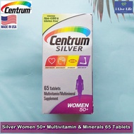 เซนทรัม วิตามินรวม สำหรับผู้หญิง วัย 50 ปีขึ้นไป Silver® Women 50+ Multivitamin &amp; Minerals 65 Tablets - Centrum
