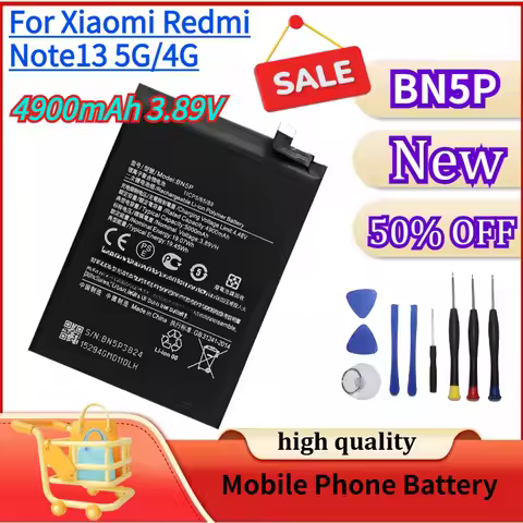 New BN5P Mobile Phone Battery 4900mAh 3.89V for Xiaomi Redmi Note13 5G/4G Phone with Free Tools 2312