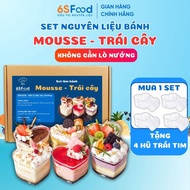 [KÈM HŨ ĐỰNG] Set Làm Bánh Mousse nhà 6SFOOD Vị Dâu Tây - Chanh Leo