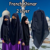 [HITAM / PUTIH] French Khimar Mini Telekung Umrah Haji Khimar Pelbagai gaya Niqab/Purdah Labuh Lepas Punggung 2 layer