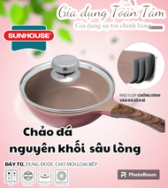 Chảo đá nguyên khối sâu lòng Sunhouse Dura pro SUNHOUSE DP20MP DP24MP 20cm 24cm đáy từ dùng mọi loại