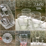 Set of 3 open glass cups/cups, classic design