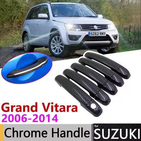 Black Carbon Fiber Exterior Door Handle Cover for Suzuki Grand Vitara Grand Nomade Escudo 2006~2014 