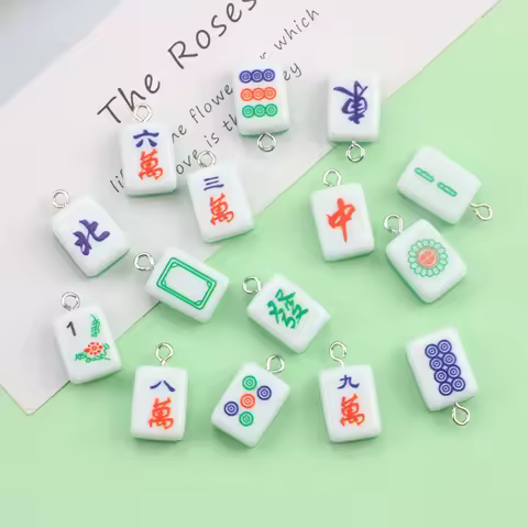 10Pcs New Creative Mini 3D Mahjong Resin Charms For Jewelry Findings Handmade Pendant Diy Earings Ke