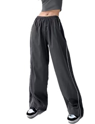 Shebote Womens Parachute Pants Wide Leg Baggy Pants Y2K Elastic Waist Jogger Sweatpants Track Pants 