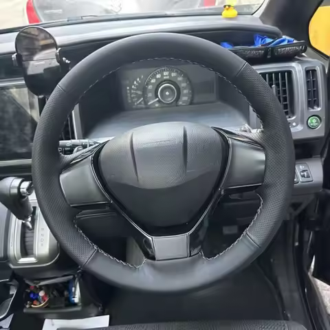 DIY Black Faux Microfibre Leather Car Steering Wheel Cover For Honda Stepwgn RK Car Accessories