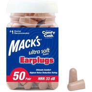 Mack's Ultra Soft Foam Earplugs, 50 Pair, for Sleeping, Snoring, Travel, Concerts, Studying, Loud No