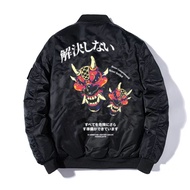 HITAM Bomber jacket Oni Mask Motif 100% Original Latest Contemporary Style Men Women Original bomber