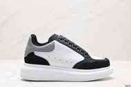 McQueen Alexander McQueen Sole Leather Sneakers Low-top Fashion Thick Sole Casual Sports Small White