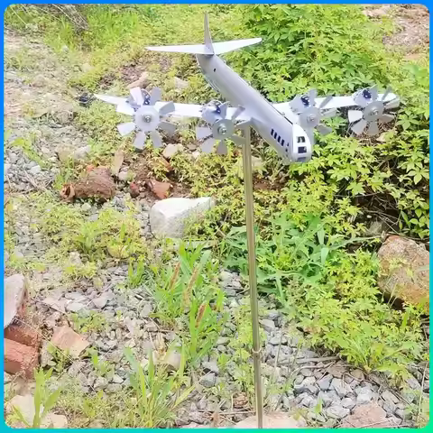Super Fortress Aircraft Windmill 3D Airplane Windmill Sculpture Iron Wind Energy Sculpture for Outdo