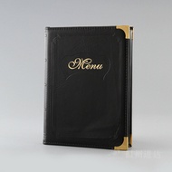 Black leather cover Menu book with 7 pages 14 faces Menu holder Menu jacket Menu clip Menu stand Men