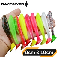 RAYPOWER SoftLure Paddle Pop 10cm contains 5pcs & 8cm contains 7pcs Soft Lure T-Tail Glitter Glow In