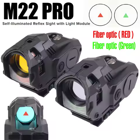 M22 PRO Reflex Red Dot Sight Day/Night Self-illuminated Real Fiber Scope 10 MOA Triangle Red/Green R