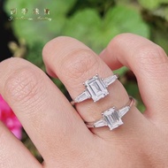 S925 Sterling Silver Moissanite Diamond Ring Baojia Emerald Cut Ring Female 1ct Emerald Square Diamo