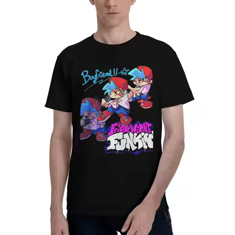 Friday Night Funkin Boyfriend Graphic 100% Cotton T-Shirt FNF Tops Tees For Men