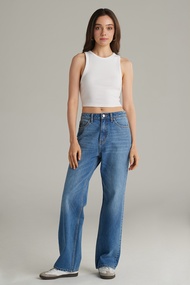 Mc jeans กางเกงยีนส์ผู้หญิง ทรงกระบอกเล็ก ปลายขากว้าง (Straight Wide) สียีนส์ฟอกอ่อน MFIZ199