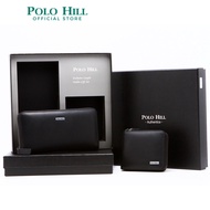 POLO HILL FOREVER Couple Mens and Ladies Genuine Leather Set Wallet (Black)