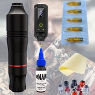 Bộ máy pen xăm kèm pin tích điện kết hợp với nguồn dự phòng.