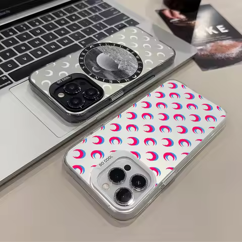 phone case For iPhone 12 M-Marine S-Serre 11 13 14 15 16 17 Max Pro Plus Mini Silver IMD Laser Cover