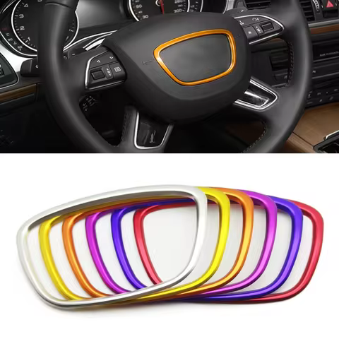 1pc for Audi A4 B6 B7 B8 A6 C6 A5 Q7 Q5 A3 A4L A8L A6L Car Steering Wheel Center Logo Frame Decor Co