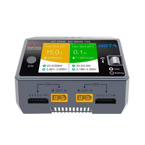 1pcs D6 Pro Black AC 200w DC 2x325w /15a Channel Smart Battery Charger Discharger Lipo Charger For R