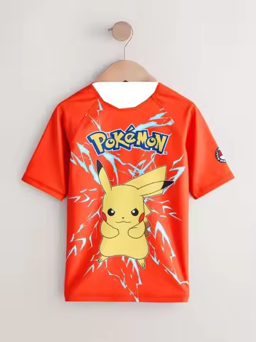 Pokemon Pikachu Lightning Kids Rash Guard T-Shirt Orange Electric Graphic Tee Family Matching