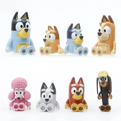 Bluey 8pce handmade figurines bingo friends puppy joints movable dolls anime ornaments birthday gift