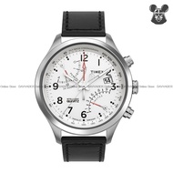 TIMEX T2N701 Men's Analog Watch Intelligent Quartz Fly-Back Chronograph 43mm Leather Strap Black *Or